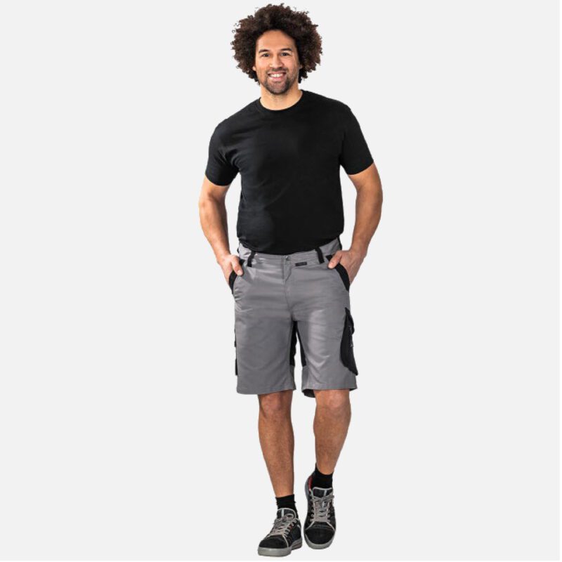 Flex korte werkbroek Licht grijs-zwart 6456-5