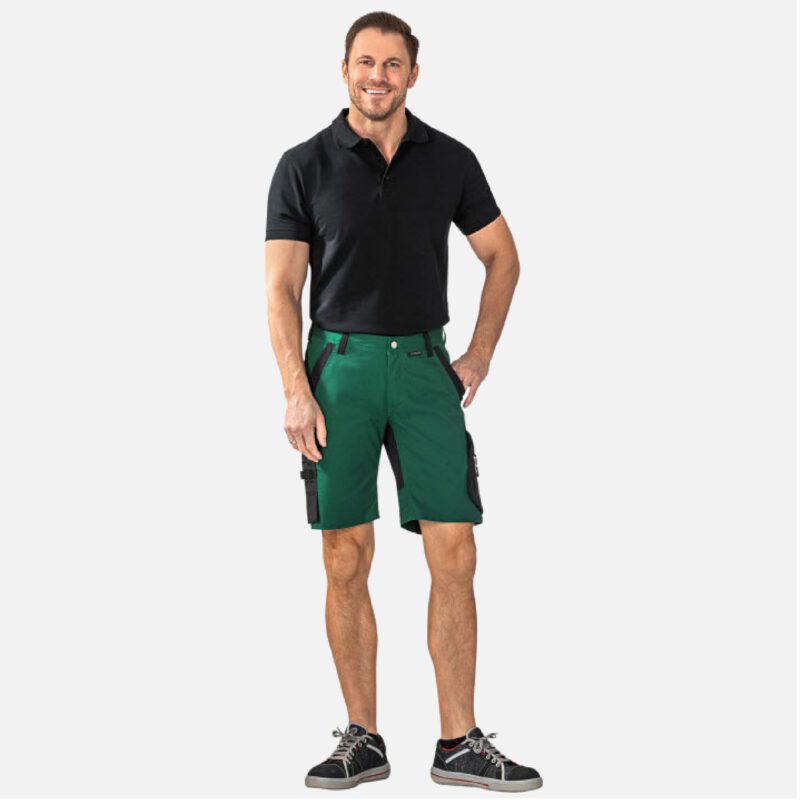 Flex korte werkbroek groen-zwart 6454-5