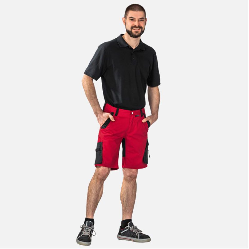 Flex korte werkbroek rood-zwart 6457-5