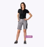 1 Flex Dames korte werkbroek lichtgrijs-zwart 6466- 245g