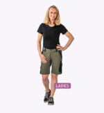 1 Flex Dames korte werkbroek olijf-zwart 6465- 245g 1