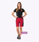 1 Flex Dames korte werkbroek rood-zwart 6467- 245g