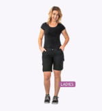 1 Flex Dames korte werkbroek zwart 6460 – 245g