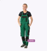 1 Flex Dames werkoverall groen-zwart 6534 - 245g 3 - kopie