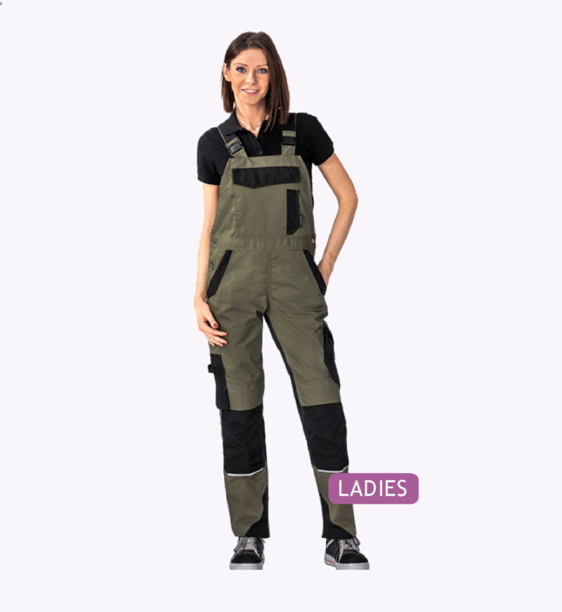 1 Flex dames werkoverall olijf-zwart 6535 - 245g 2