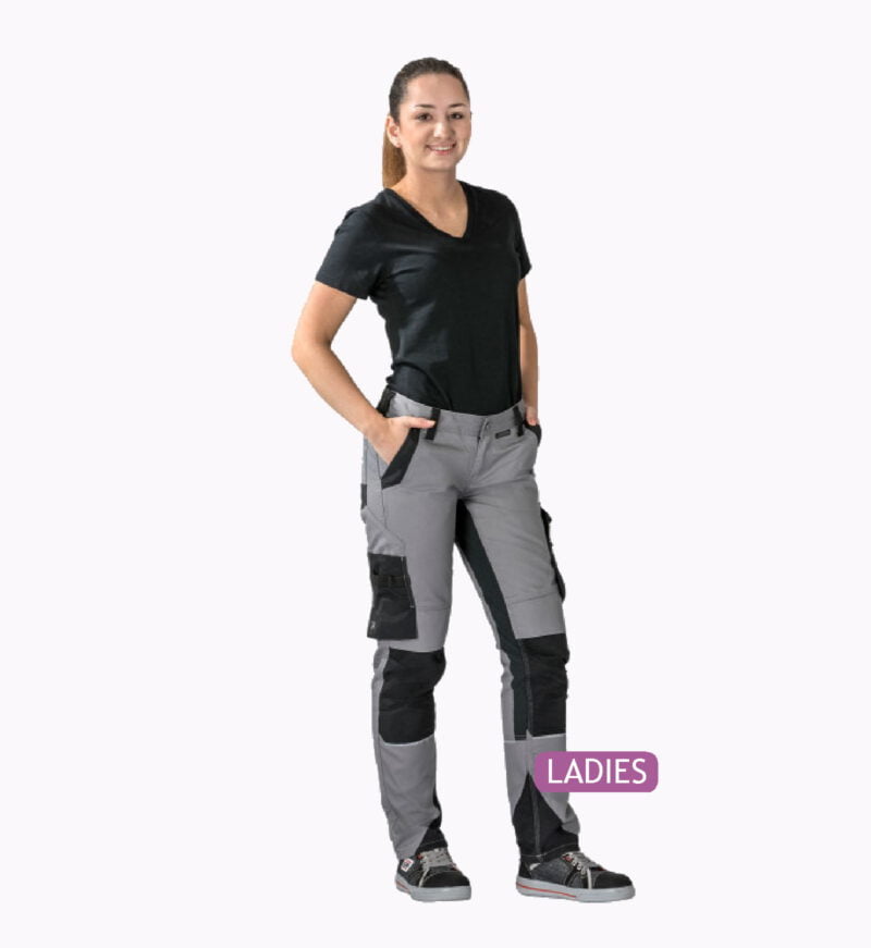 4 Flex Dames werkbroek Lichtgrijs-zwart 6416 - 245 g-m²