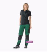 4 Flex Dames werkbroek groen-zwart 6414 - 245 g-m²