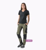 4 Flex Dames werkbroek olijf-zwart 6415 - 245 g-m²