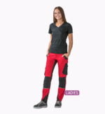 4 Flex Dames werkbroek rood-zwart 6417 – 245 g-m²