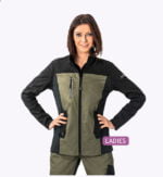 4 Flex dames werkjack olijf-zwart 6515 - 245g