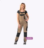 4 Flex dames werkoverall zand-zwart 6533 - 245g